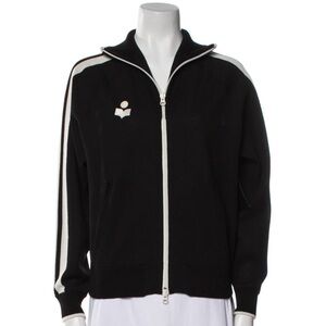 Isabel Marant Black and White Darcy Track Jacket Stretch Knit